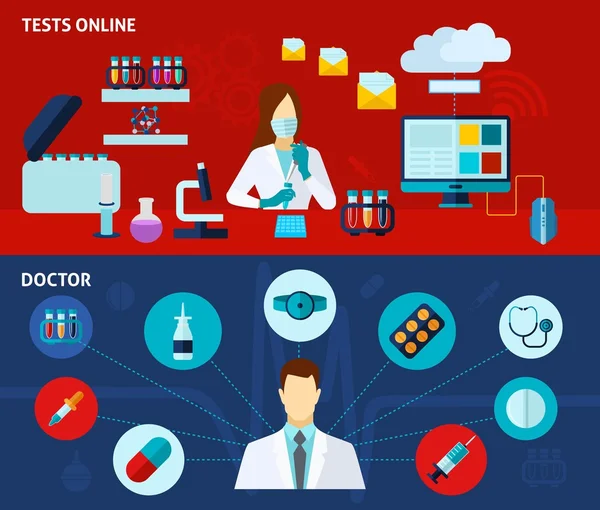 Laboratorio médico 2 banderas planas — Vector de stock