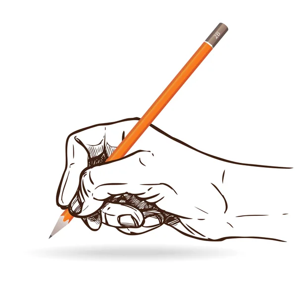 Hand Holding Pencil — Stock Vector