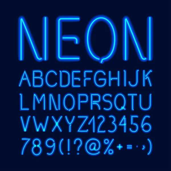 Neon glow alfabesi — Stok Vektör