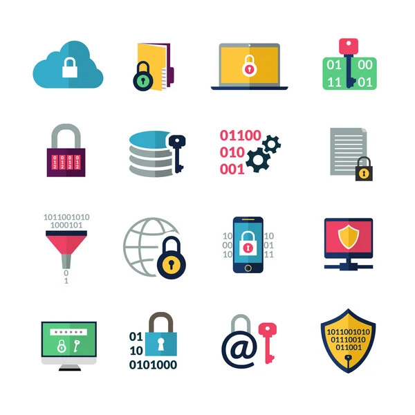 Iconos de cifrado de datos — Vector de stock