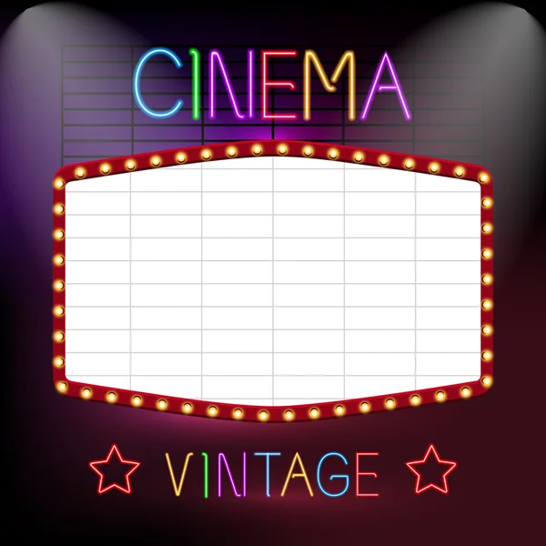 Cine signo de neón — Archivo Imágenes Vectoriales