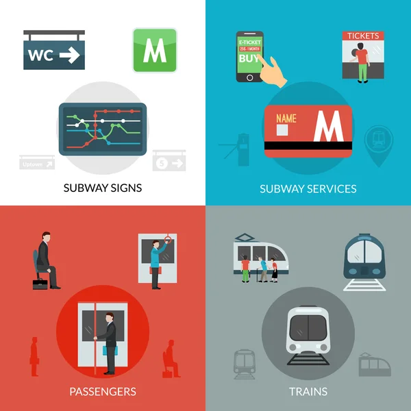 Configura icone della metropolitana — Vettoriale Stock