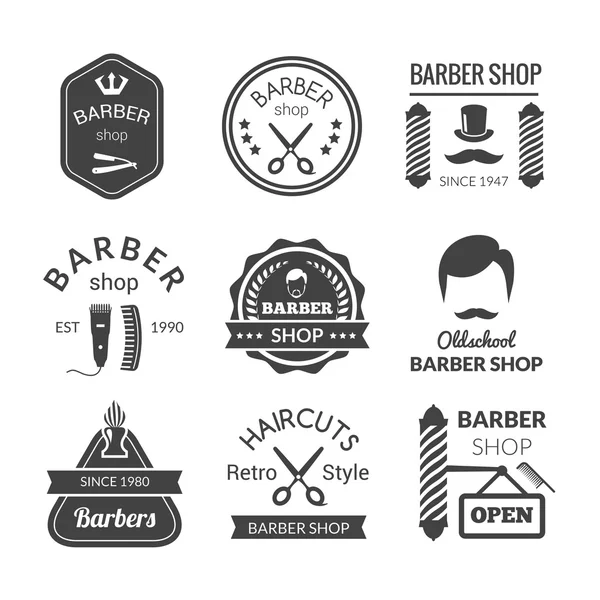 Emblemas de barbearia — Vetor de Stock