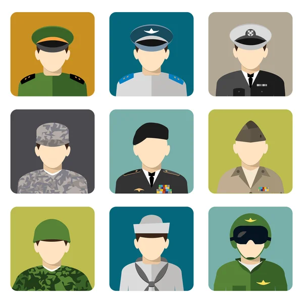 Askeri sosyal ağ avatar Icons set — Stok Vektör