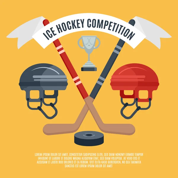 Χόκεϊ επί πάγου ανταγωνισμού επίπεδη αφίσα — Διανυσματικό Αρχείο