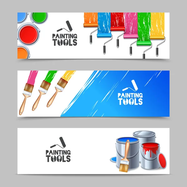 Painting Tools Banners Set — Stock Vector