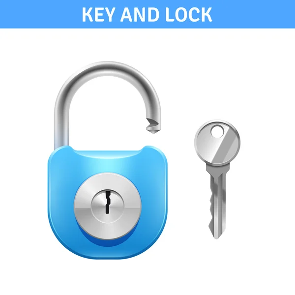 Cerradura e ilustración de la llave — Vector de stock