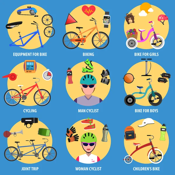 Bicycle Icons Set — Stock Vector