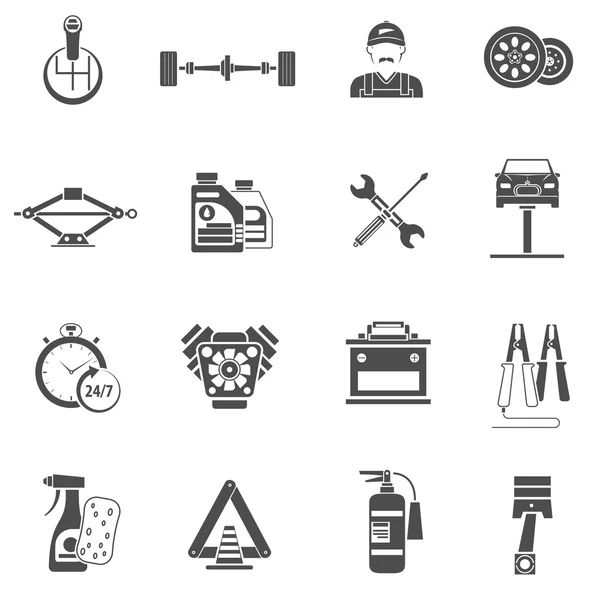 Iconos de servicio de coche negro — Vector de stock