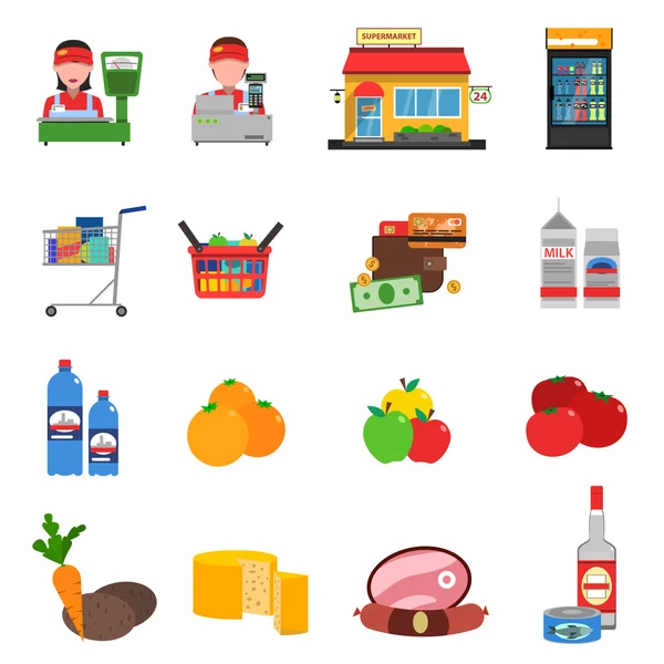 Süpermarket Icons set — Stok Vektör