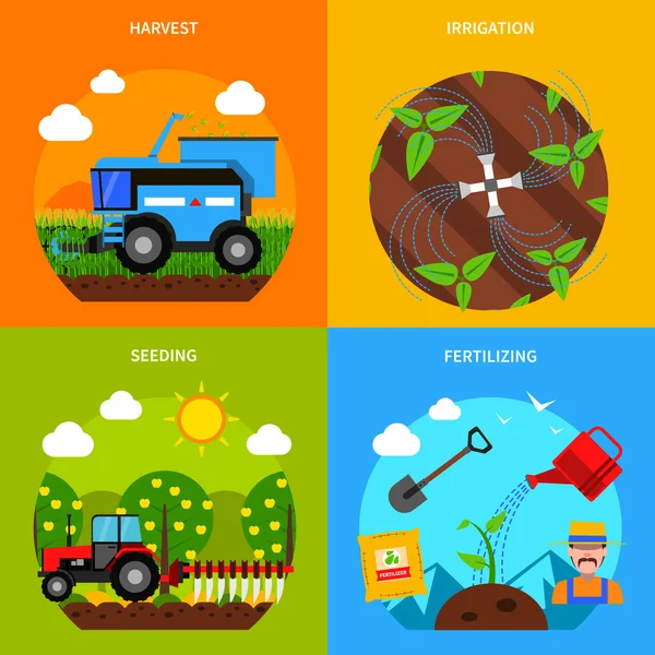 Landbouw Concept Set — Stockvector