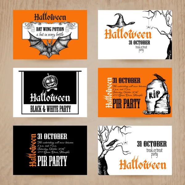 Ensemble de cartes Halloween — Image vectorielle