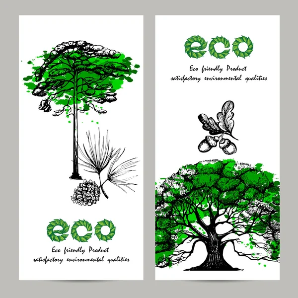 Conjunto de banner ecologia — Vetor de Stock