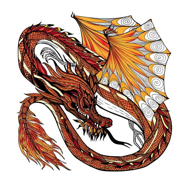 Dragon croquis couleur — Image vectorielle