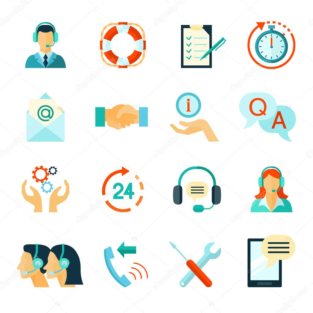 Flat Style Color Icons Of Customer Support