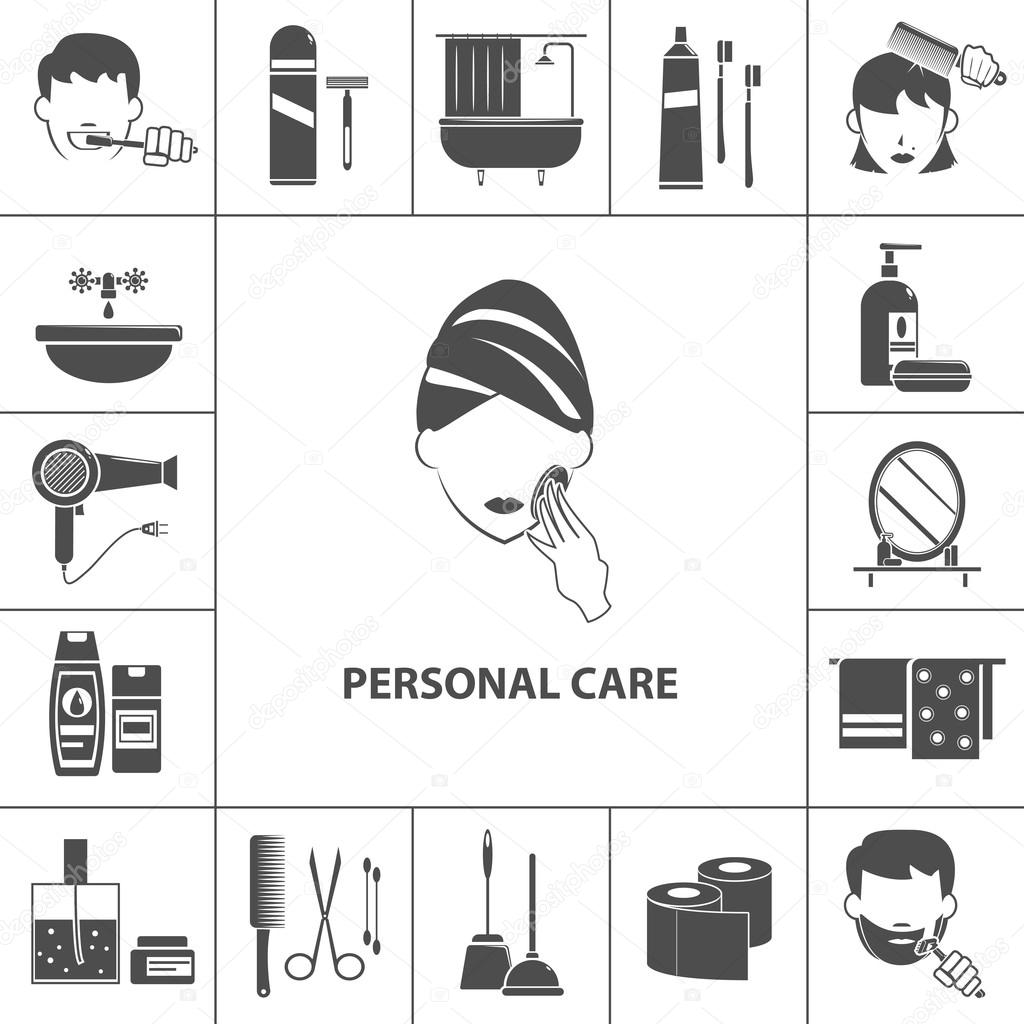 Personal care products icons composition poster