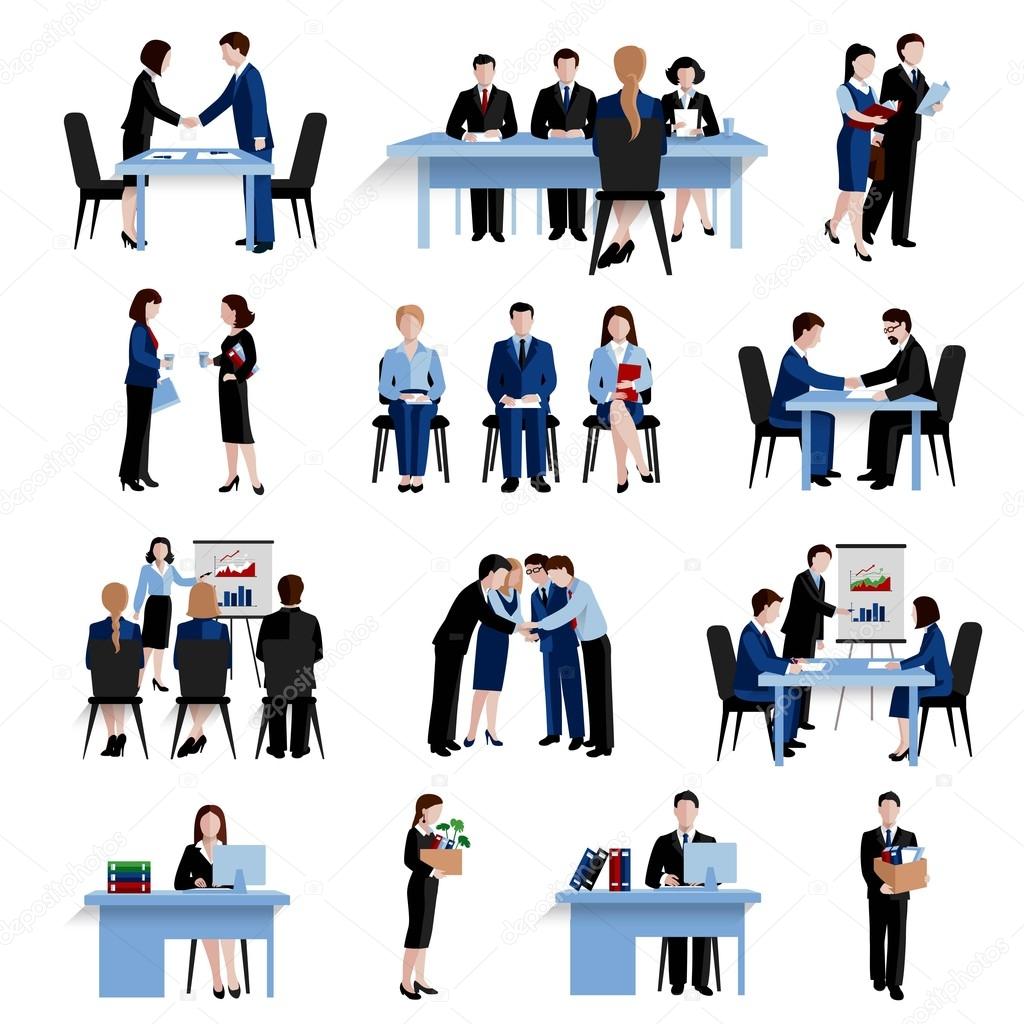 Human resources concept flat icons set