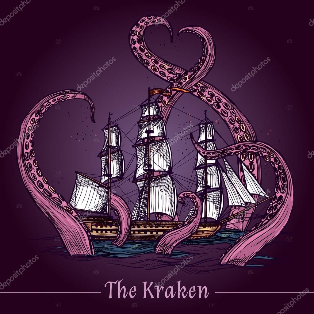 Kraken Vektor Royalti Fri Besplatnye Vektornye Kraken Kartinki Na Depositphotos