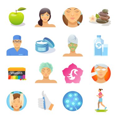 Gençleştirme düz Icons Set