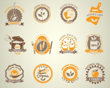 Organic food vintage style labels set