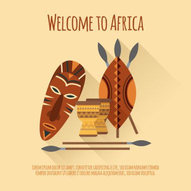 Africa welcome flat icon poster