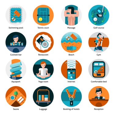 Otel seçenekleri Icons Set