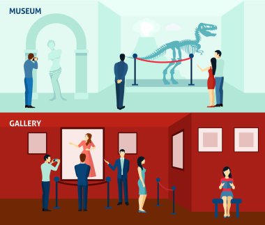 Müze ziyaret edenler 2 düz afiş poster
