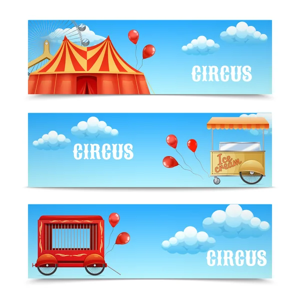 Tre övergripande cirkus banners — Stock vektor