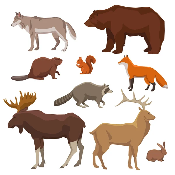 Set de iconos pintados de animales salvajes — Vector de stock