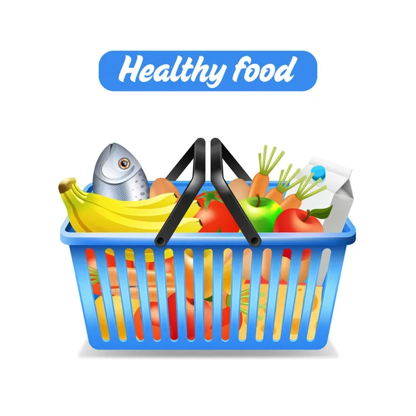 Supermarket Shopping Basket — Stock Vector