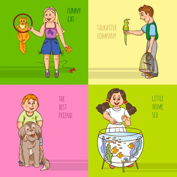 Ensemble d'icônes décoratives pour enfants et animaux domestiques — Image vectorielle