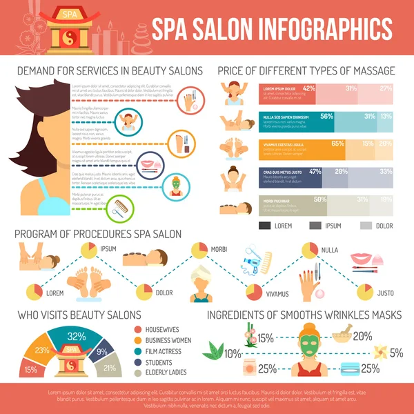 Conjunto de infografías Spa — Archivo Imágenes Vectoriales