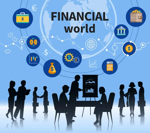 Financiële business wereld concept samenstelling banner — Stockvector