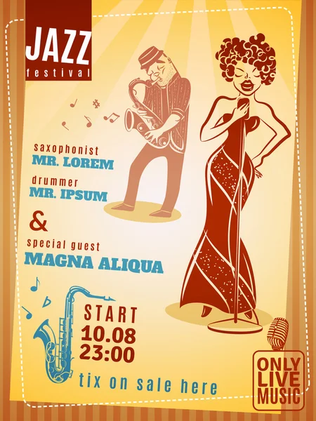 Jazz muziek festival vintage poster — Stockvector