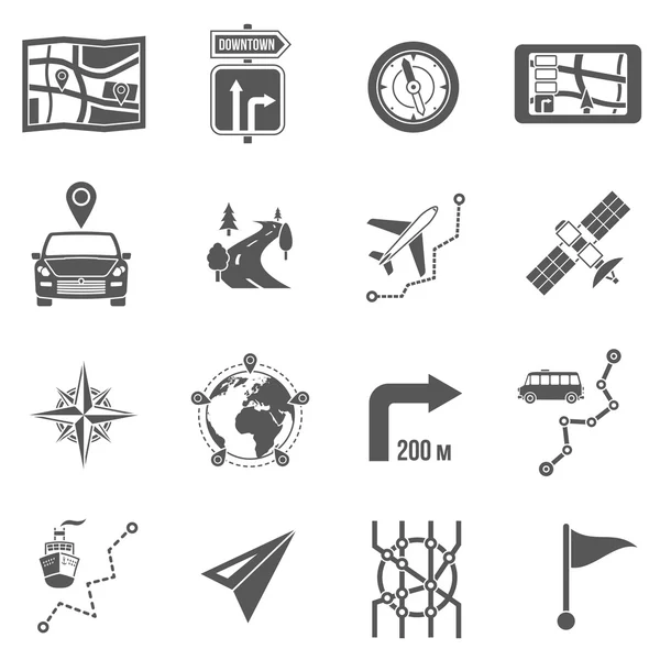 Map Icons Black — Stock Vector