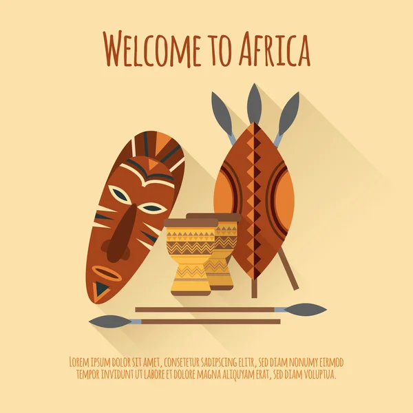 África bem-vindo poster ícone plana — Vetor de Stock