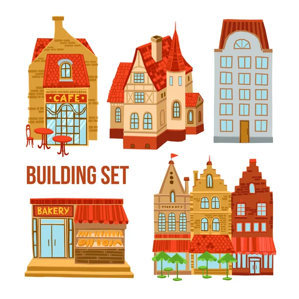 Old Town Buildings Set — Stock Vector