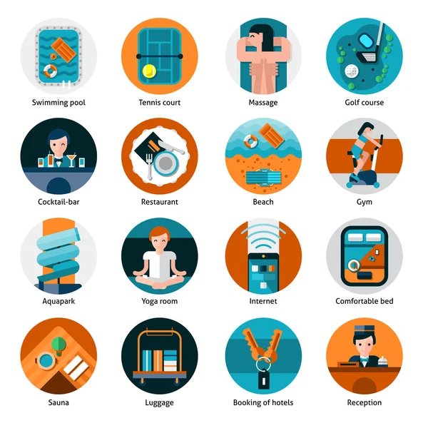 Hotel Ofertas Iconos Set — Vector de stock