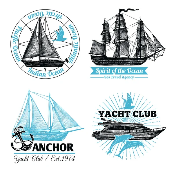 Set de etiquetas marinas — Archivo Imágenes Vectoriales