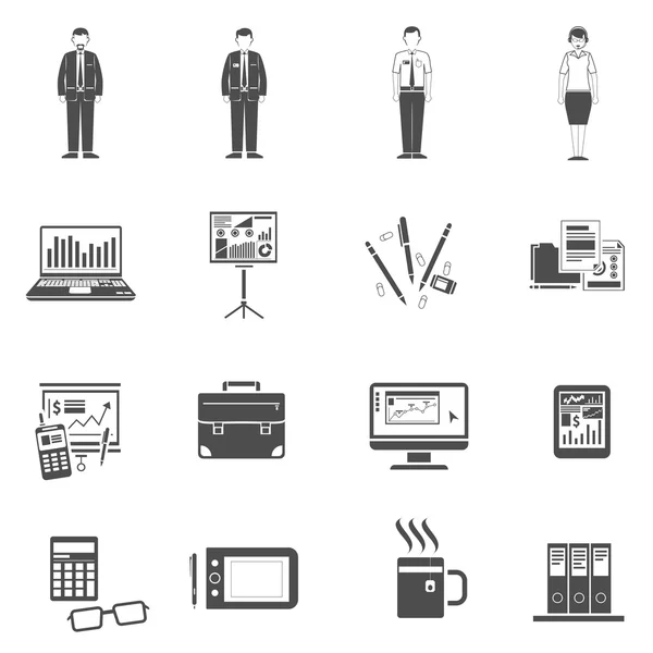 Office Icons Black Set — Stock Vector