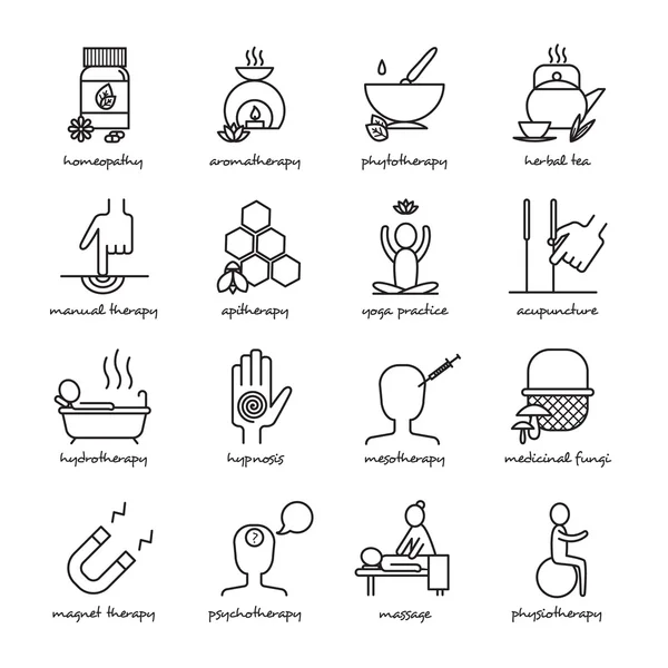 Alternatieve geneeskunde Icons Set — Stockvector