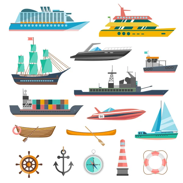 Ships Icons Set — Stock Vector