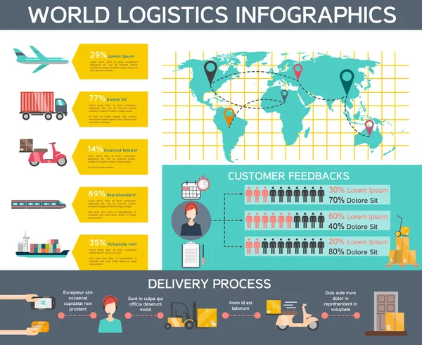 Conjunto de Infografía Logística — Archivo Imágenes Vectoriales