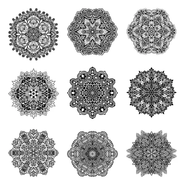 Dekorative Mandalas Set — Stockvektor