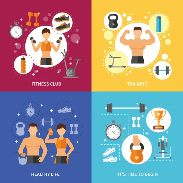 Fitness Club Healthy Life Concept — Stock Vector
