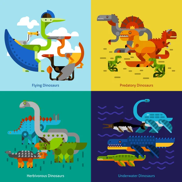 Conjunto de iconos de dinosaurio — Vector de stock