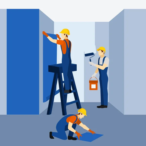Appartment building renovation work icon poster — Stock Illustration Appartment building renovation work icon poster Stock Illustration