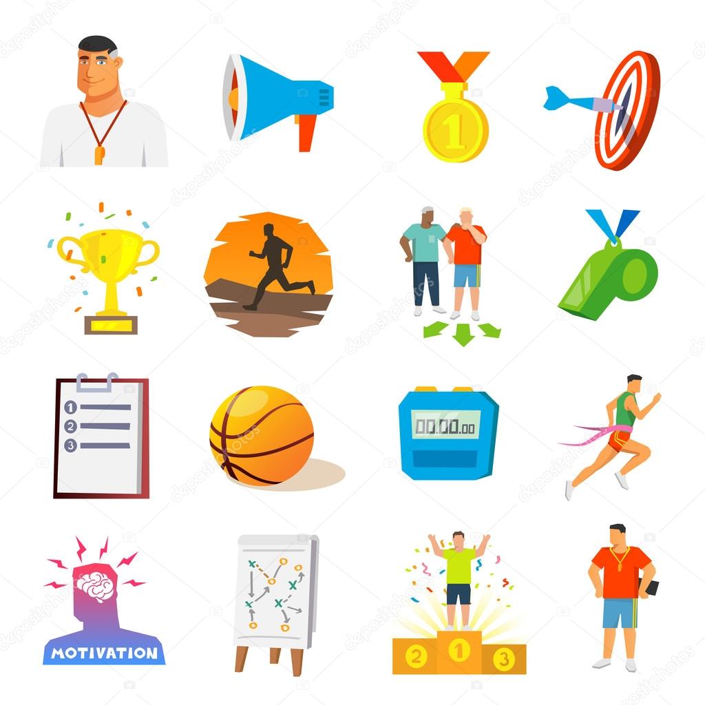 Coaching And Sport Flat Icons