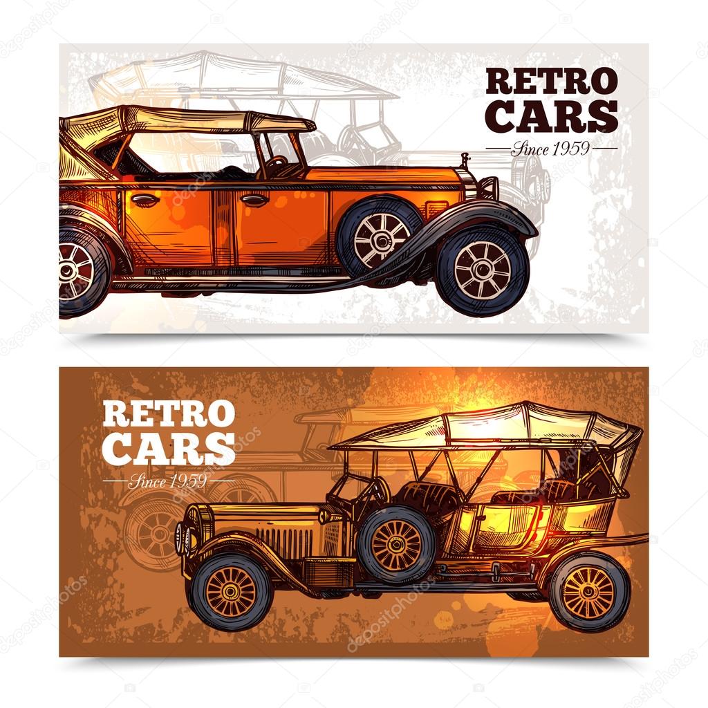 Retro Cars Banner Set