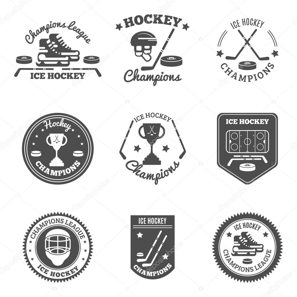Hockey Labels Set